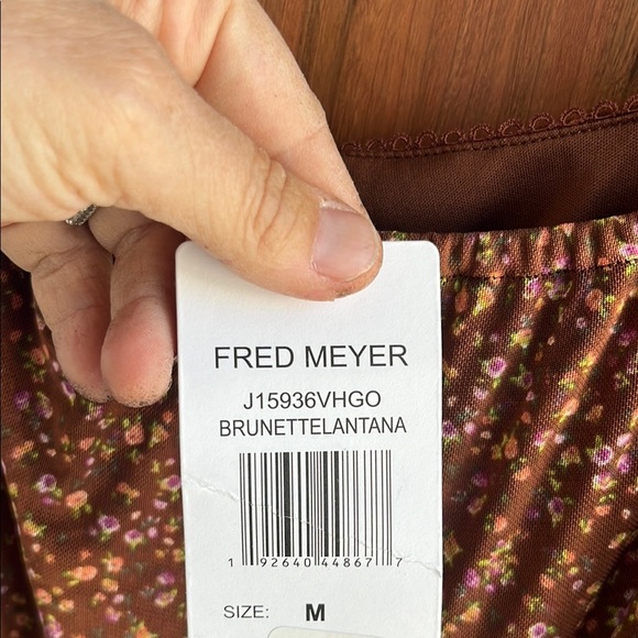 NWT Stitch Pine Floral Midi Dress Medium Brown Milkmaid Peasant Stretch Prairie - Picture 12 of 14